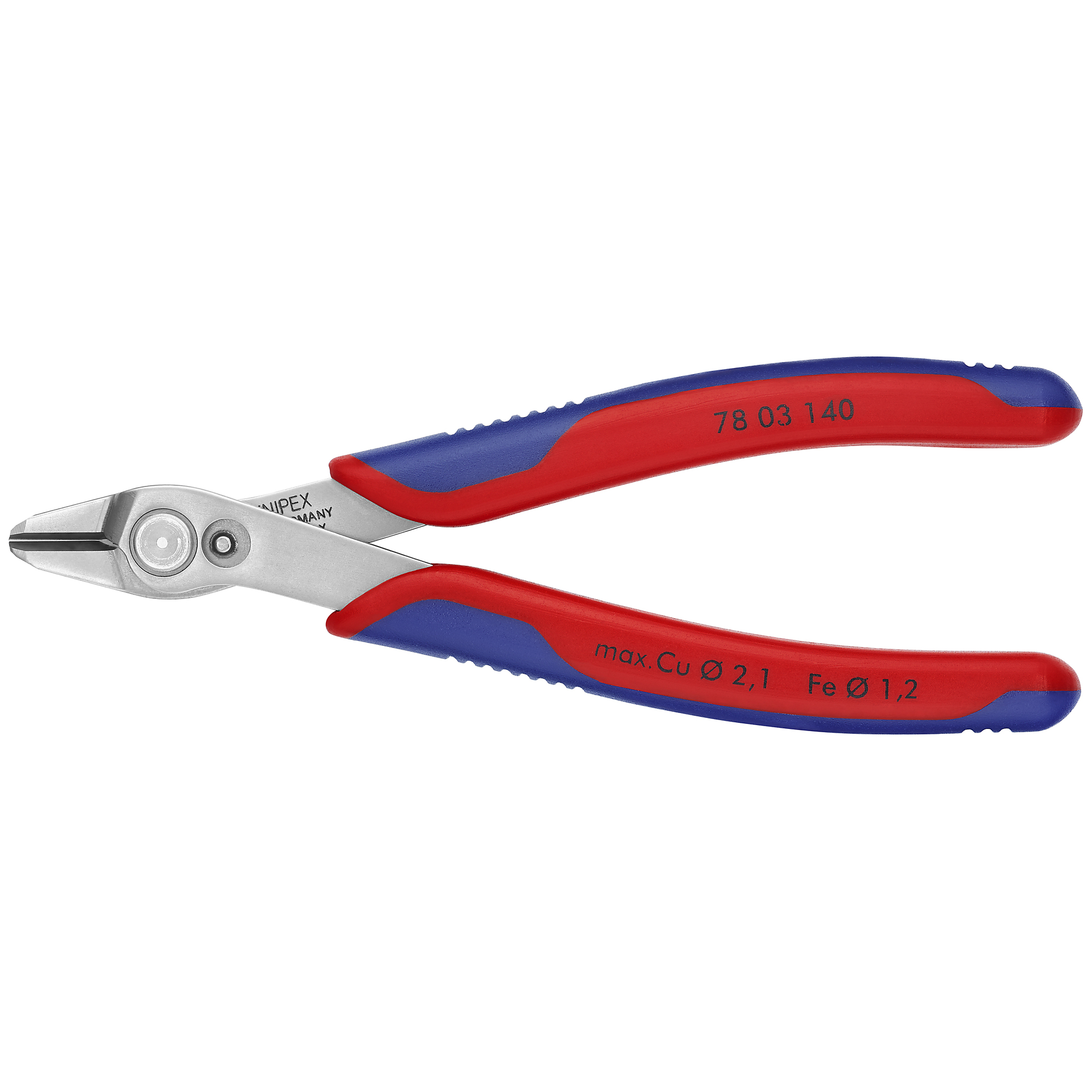 KNIPEX Electronics Super Knips XL - 5.5in., Comfort Grip, Steel, 0.125in. Jaw Capacity, Model# 78 03 140 SBA